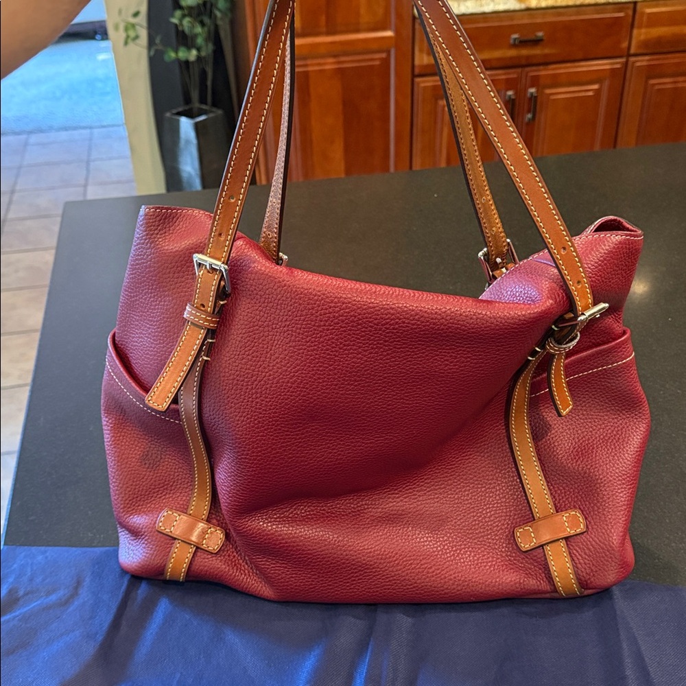 Dooney & Bourke Deep Red, Unstructured Leather Shoulder Bag - Picture 2 of 6